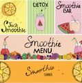 Banner, business card, flyer, beautiful background, detox, vegan, lettering, fruit, tableware for smoothies, packaging, decoration